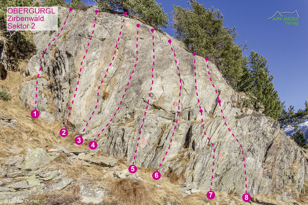 Foto-Topo Muster, Klettergarten Obergurgl