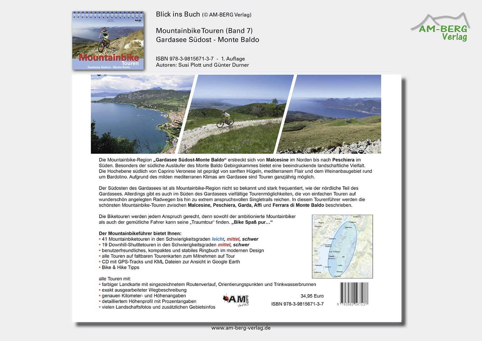 Mountainbike Touren Gardasee Südost - Monte Baldo_Rückseite Buch
